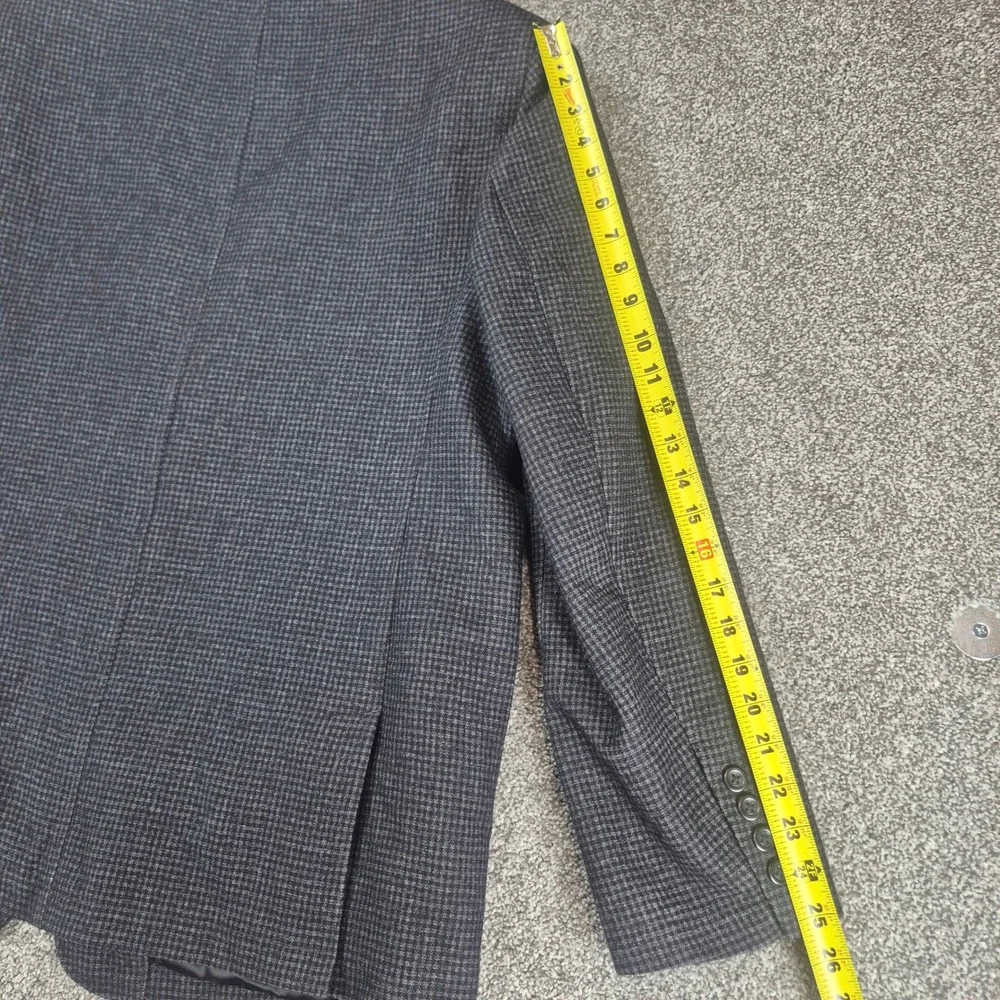LL‎ Bean Blazer Mens 46 Regular Gray Wool Blend Micro Check Sport Coat